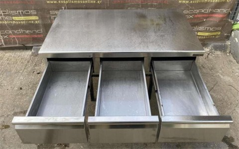Συρτάρι Ανοξείδωτο Διπλό 80x59x24Cm Για 1/2Gn Βάθος 10Cm Mεταχειρισμένο